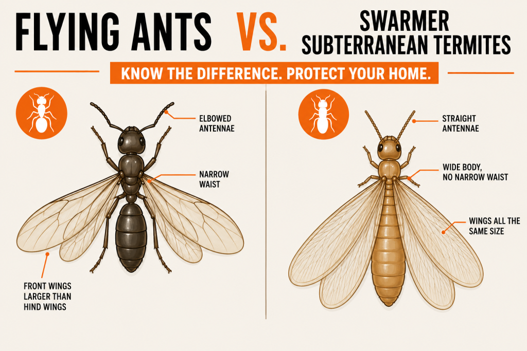 Animated comparison of winged ant and winged termite side by side